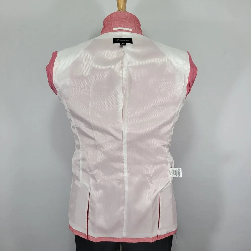 INC International Concepts Men's Sport Coat Blazer Coral Pink Linen Blend Small - Picture 14 of 16
